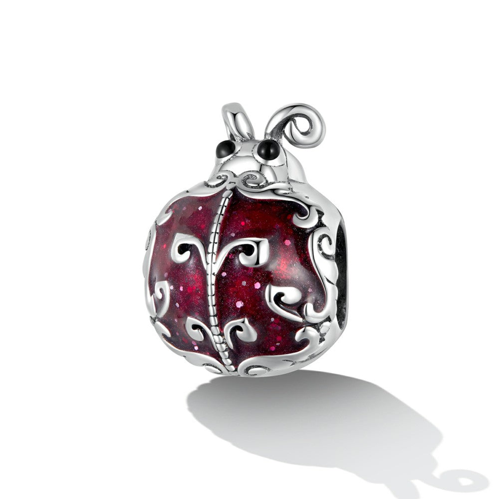 Ciondolo smaltato con motivo coccinella in argento sterling 925 dy1390