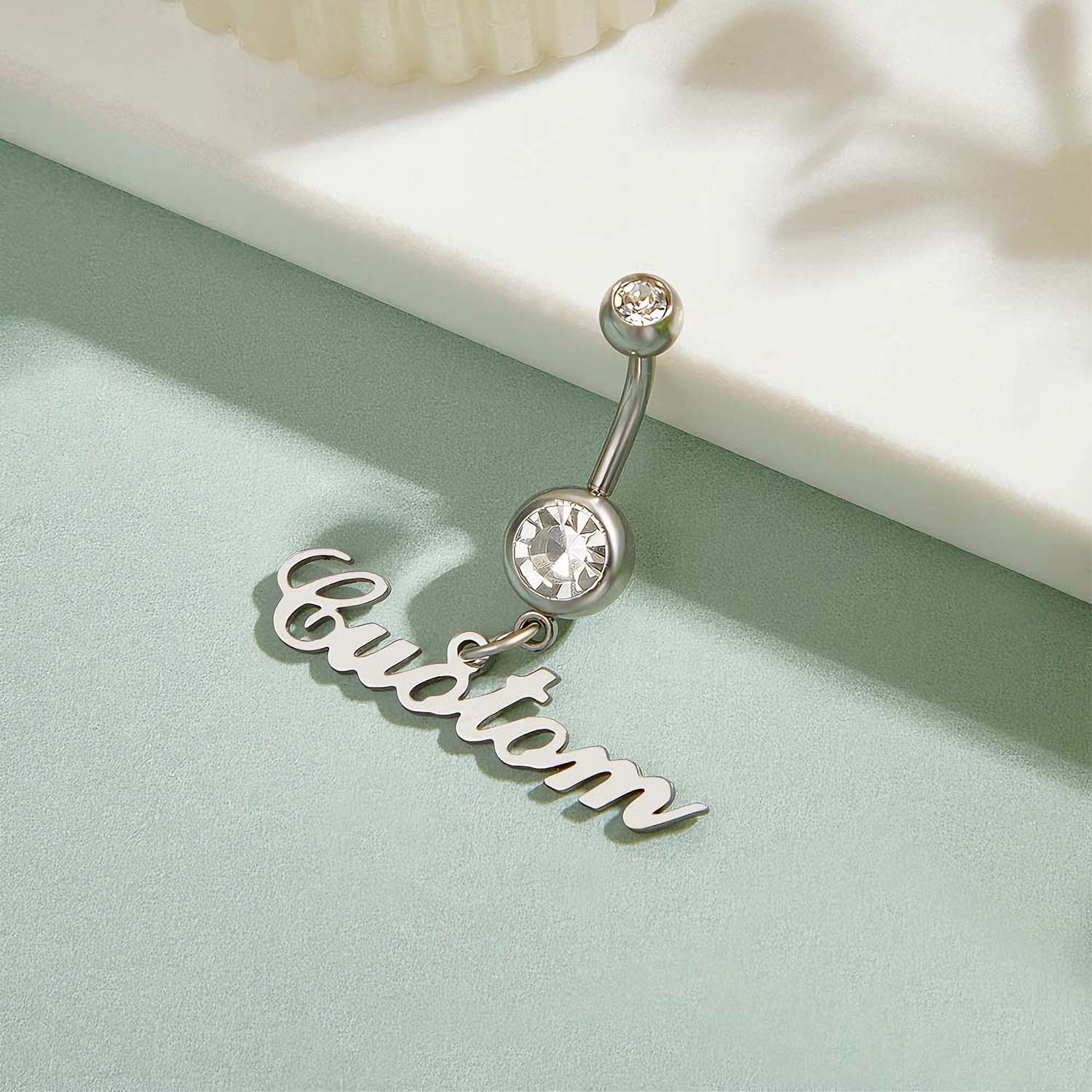 Anillo De Ombligo De Acero Inoxidable Personalizado Con Nombre Grabado, Regalo Para Ella