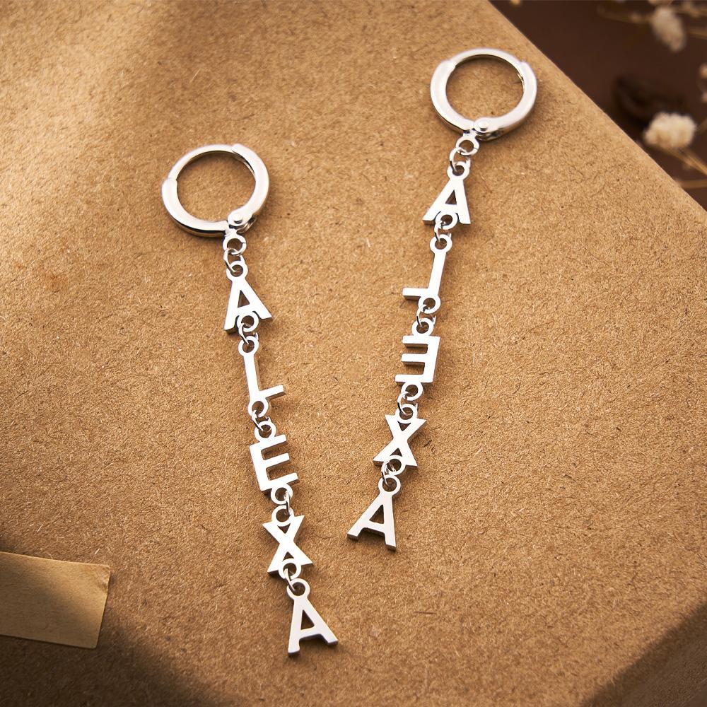 Pendientes Con Nombre Personalizado Nombre Vertical Regalos De Estilo Simple - soufeeles