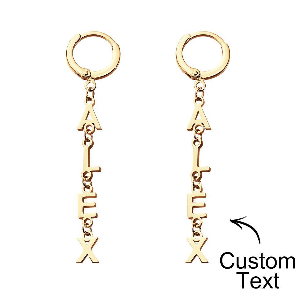 Pendientes Con Nombre Personalizado Nombre Vertical Regalos De Estilo Simple - soufeeles