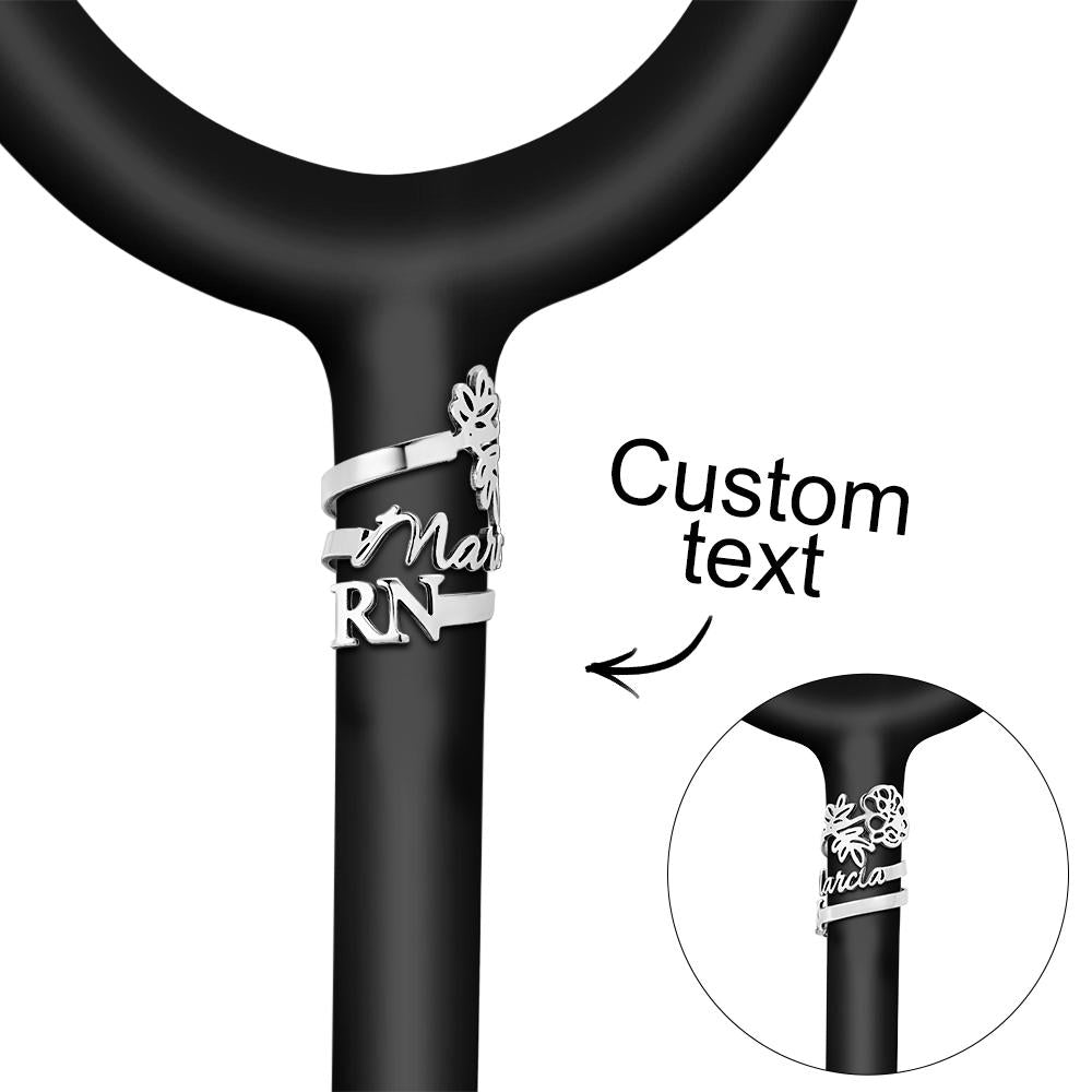Estetoscopio De Etiqueta De Nombre Personalizado Ahueca Hacia Fuera Los Regalos Accesorios De La Flor Del Nacimiento Para Los Profesionales Del Hospital - soufeeles