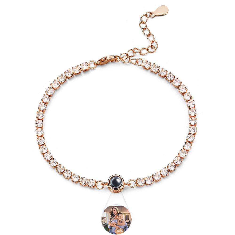 Pulsera De Tenis Con Proyección De Fotos Personalizada, Pulsera Con Foto Circular De Moda Personalizada, Regalos Para Él