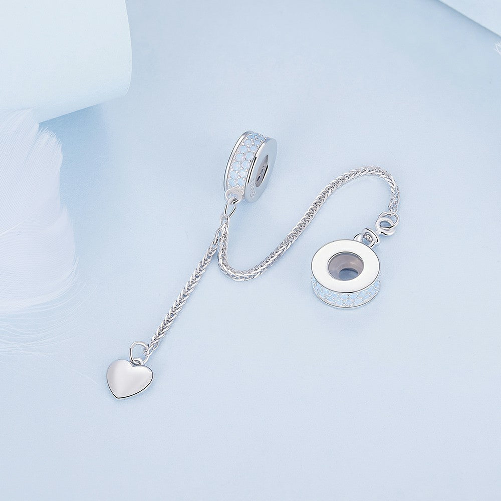 Catena con ciondolo di sicurezza con nappa a cuore, argento sterling 925 gsf1067