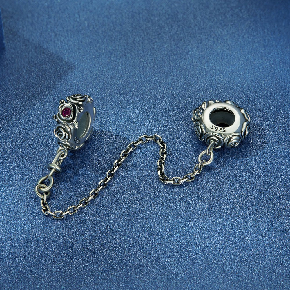 catena con ciondolo di sicurezza alla moda rosa argento sterling 925 gsf1071