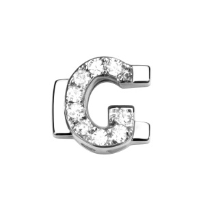 Charm Letra Con Diamante G - Plata