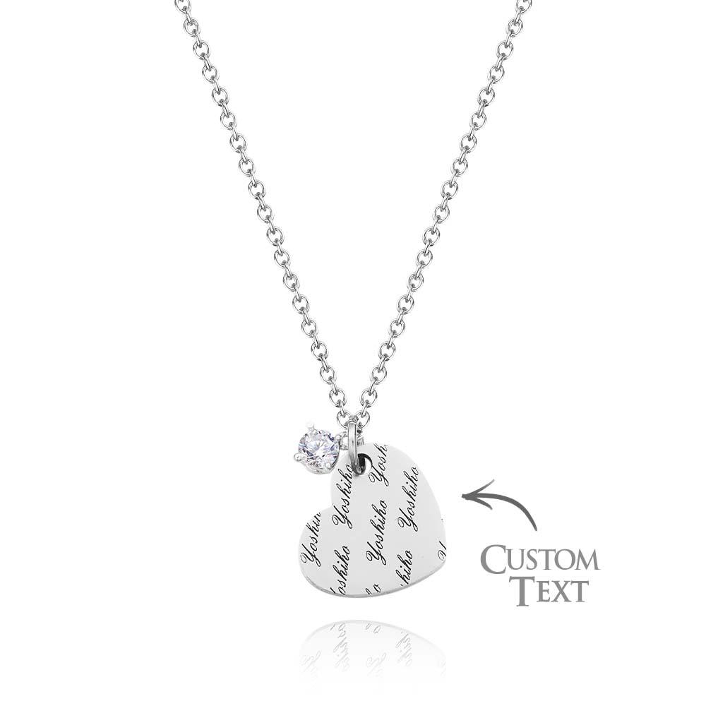Collar De Corazón Con Grabado Personalizado Y Regalo Para Niña Con Piedra Natal - soufeeles