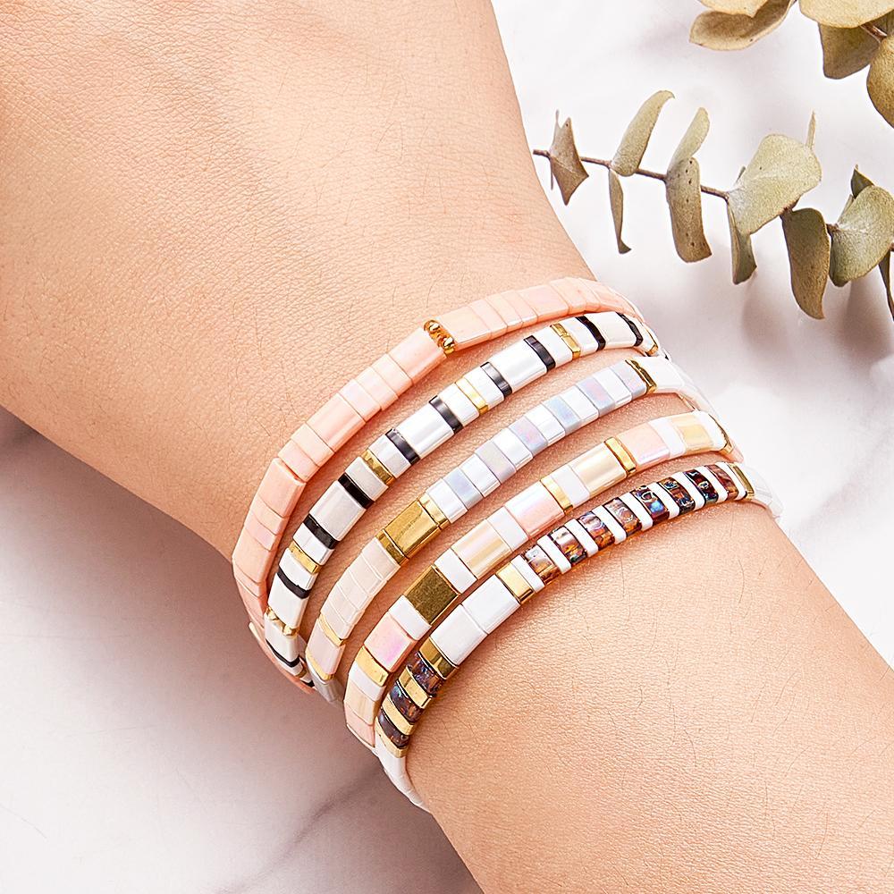 Pulsera De Cuentas Rosa Tila, Regalo De Caramelo Para Muñeca Para Ella - soufeeles