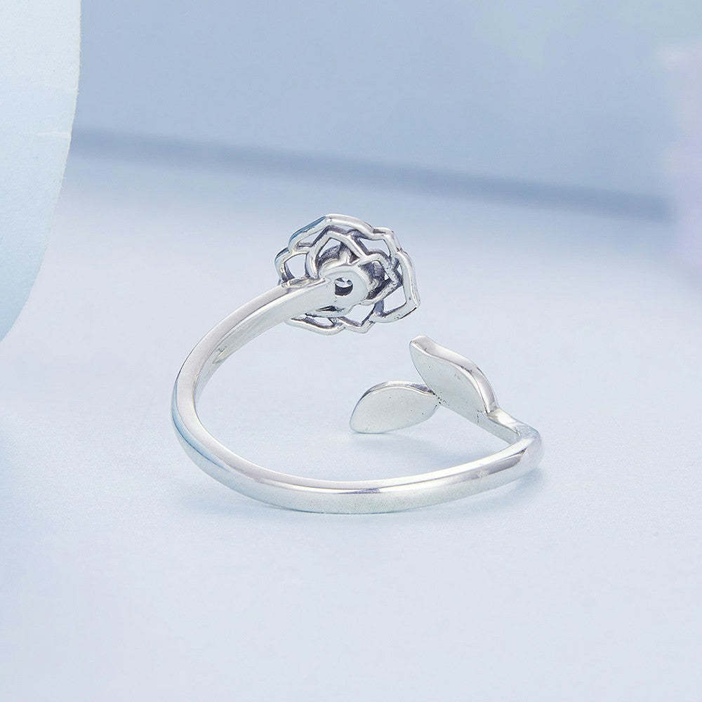 camellia open ring 925 sterling silver kr153