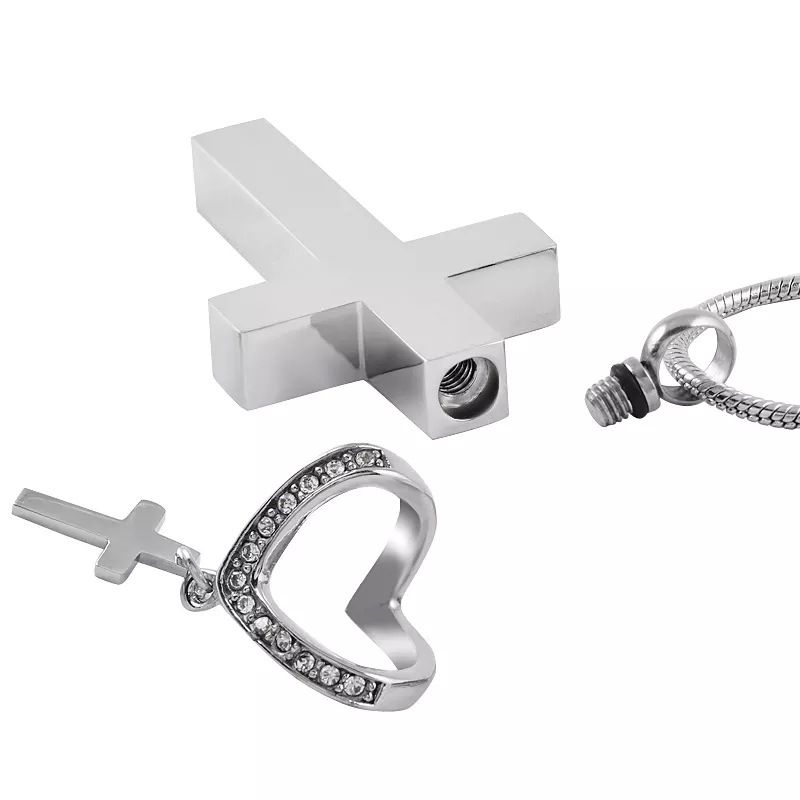 Collar De Acero Inoxidable Para Hombre Con Cenizas Y Funda Extraíble Con Gemas Incrustadas - soufeeles