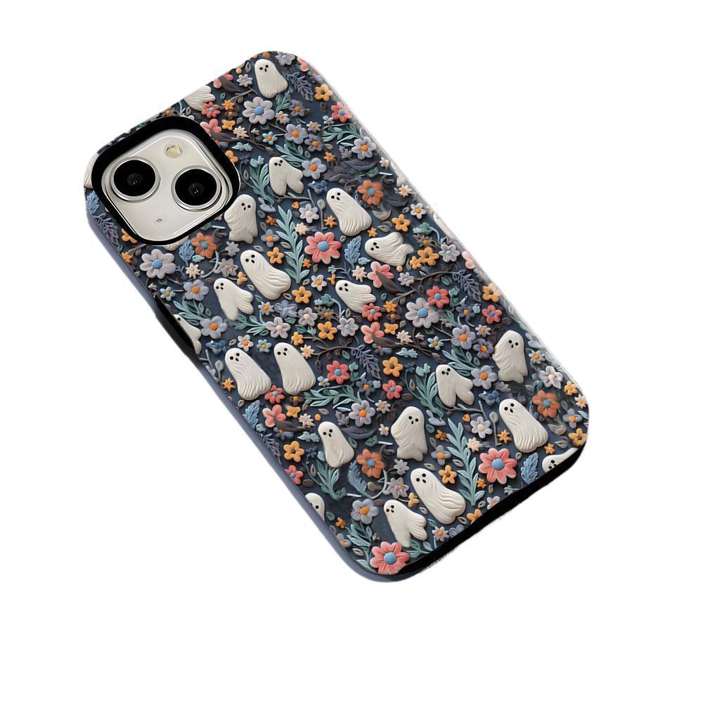 Funda De Teléfono De Fantasmas Y Flores, Funda De Teléfono Floral De Fantasmas Espeluznantes 3d, Funda De Teléfono De Caza De Fantasmas - soufeeles