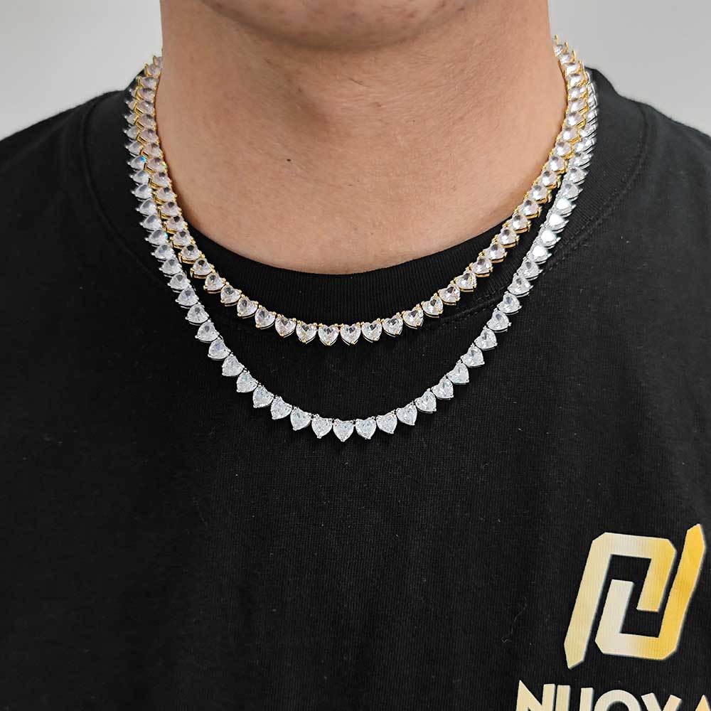 Collar De Circonitas Con Corazón Y Cierre De Resorte. - soufeeles