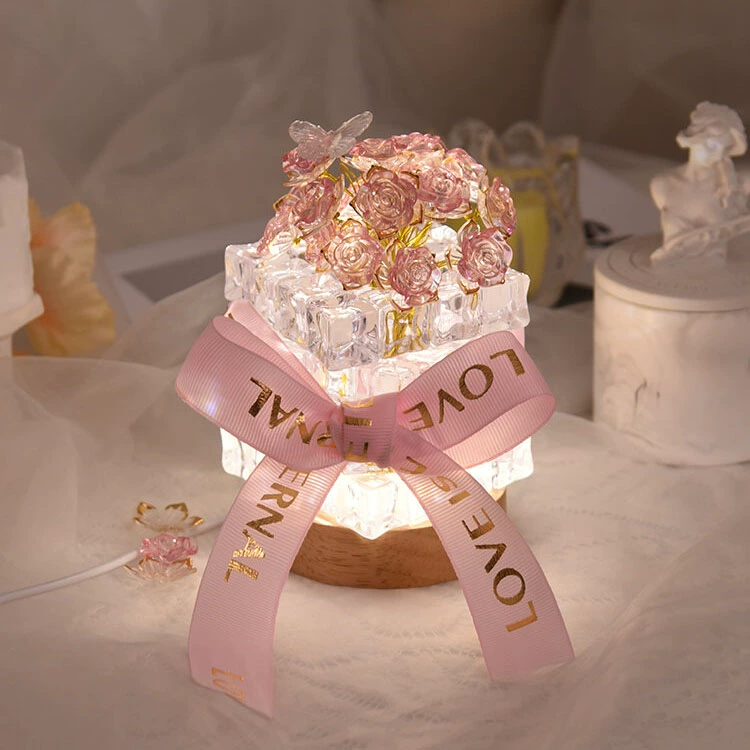 Paquete De Materiales Para Hacer Luz De Noche Con Forma De Rosa De Hielo Para Regalar A Mamá En El Día De La Madre - soufeeles