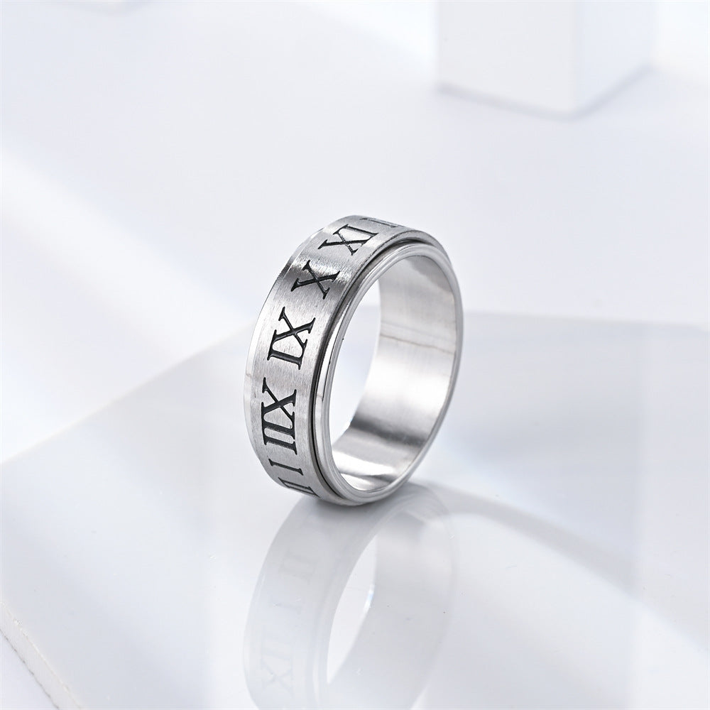 Fidget Anillo Antiansiedad Números Romanos Anillo Giratorio Ajustable Abierto Regalos De Joyería Para Él - soufeeles