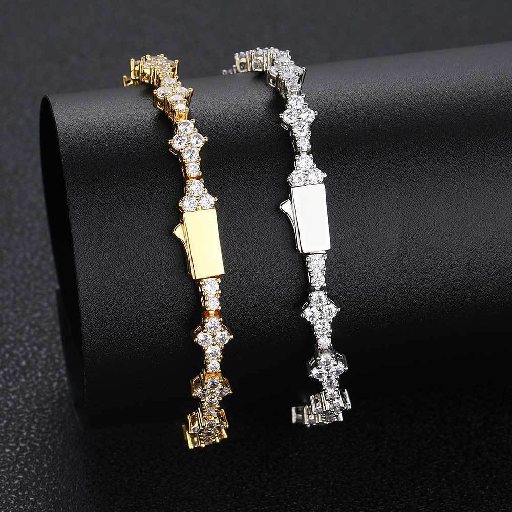 Pulsera De Tenis Con Cierre De Resorte Y Cadena De Una Hilera - soufeeles