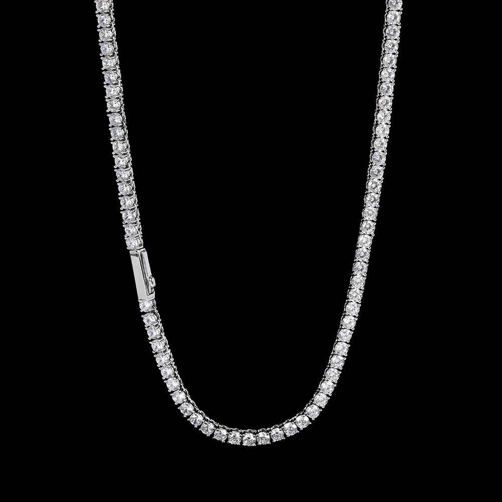 Collar De Tenis De Oro Blanco Con Cierre De Resorte Estilo Hip Hop De Moda - soufeeles