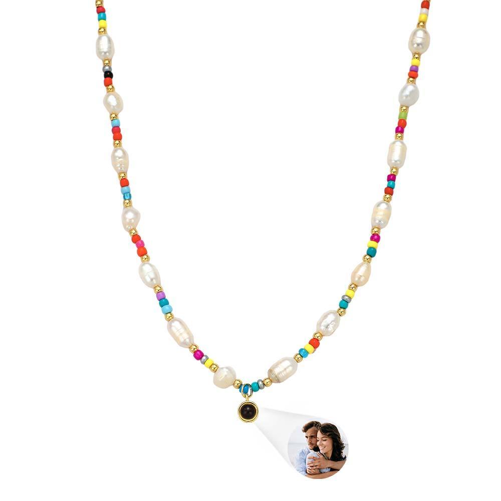 Collar De Proyección Personalizado Perla De Cuentas Coloridas Regalo Y2k - soufeeles