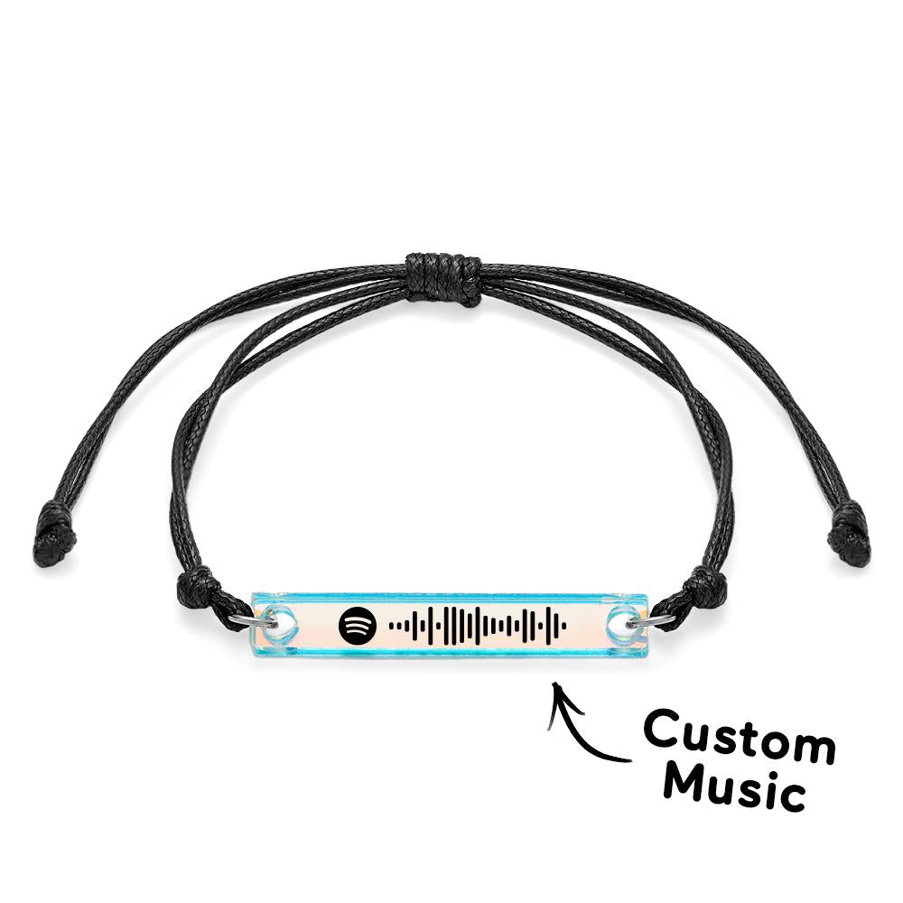 Código Spotify Escaneable Pulsera De Color Degradado Transparente Música Personalizada Láser Placa Acrílica Colorida Pulsera Ajustable Regalo Para Él - soufeeles