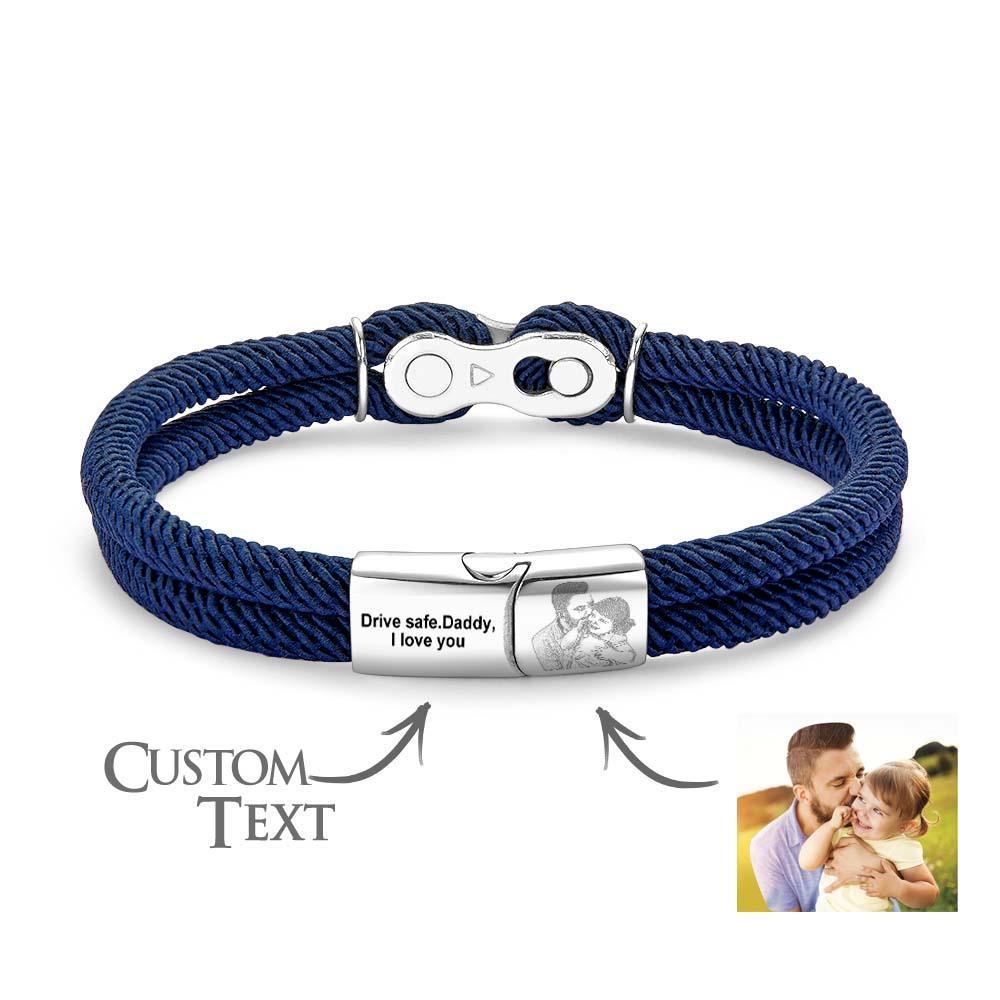 Pulsera Personalizada Con Texto Y Foto Pulsera Con Correa De Mano Elegante Personalizada Para Hombres - soufeeles