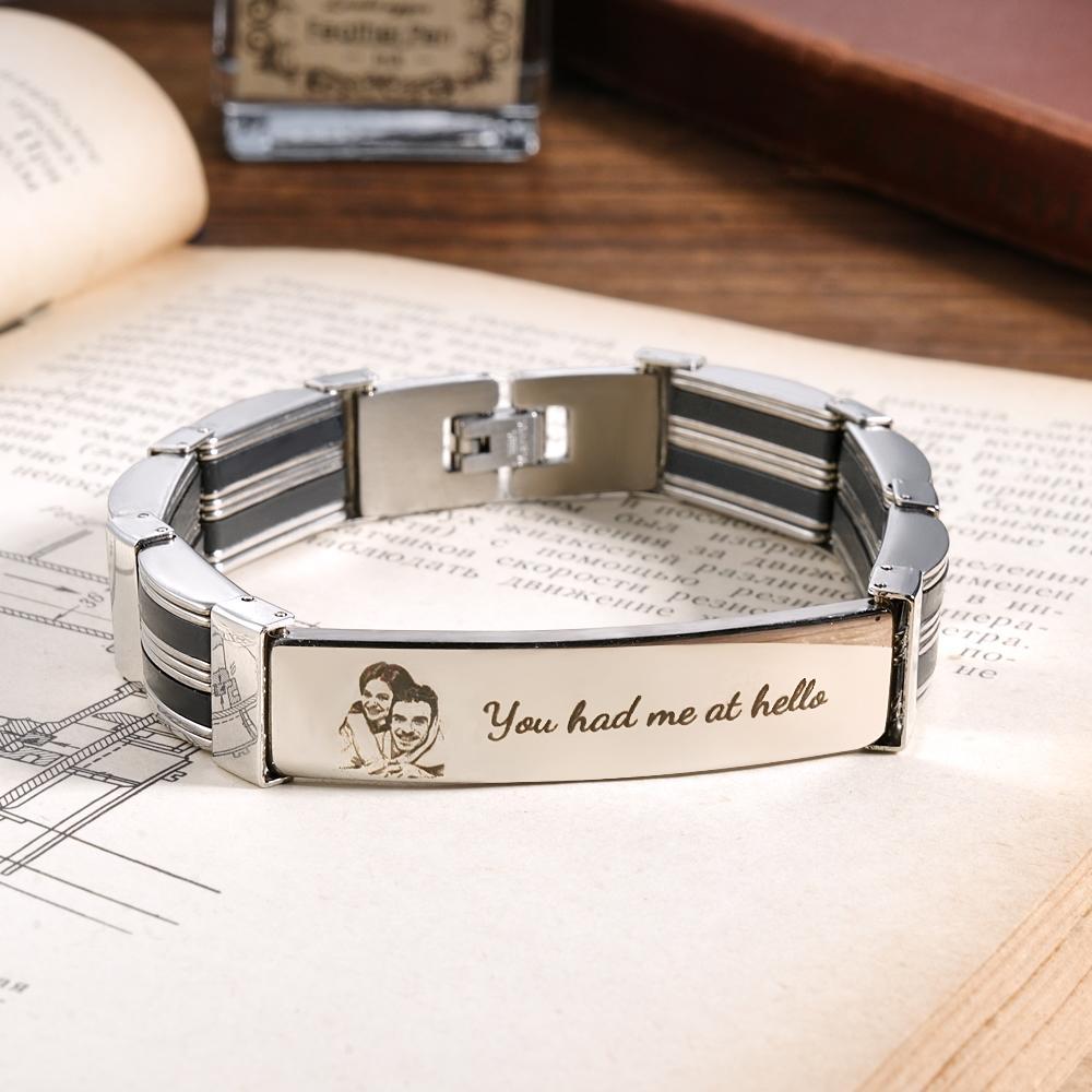 Pulsera Con Foto Personalizada Con Texto Pulsera De Moda Regalo Del Día Del Padre Para Hombres - soufeeles