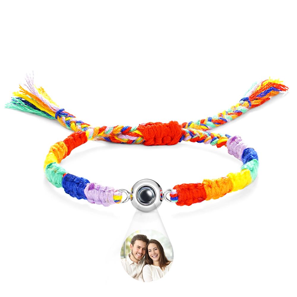 Pulsera De Proyección Personalizada, Regalo Conmemorativo De Tejido Colorido - soufeeles