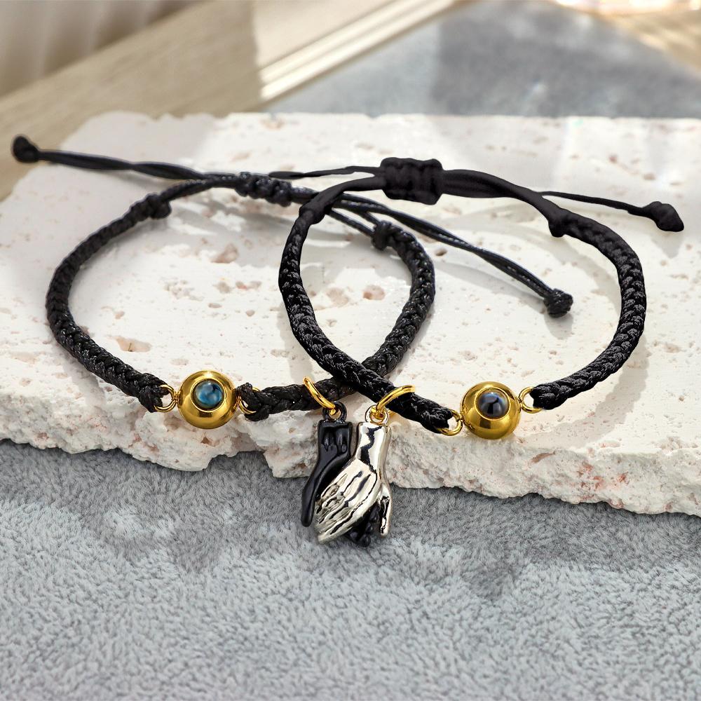 Pulsera Grabada Personalizada, Regalo De Pareja Con Manos Magnéticas - soufeeles