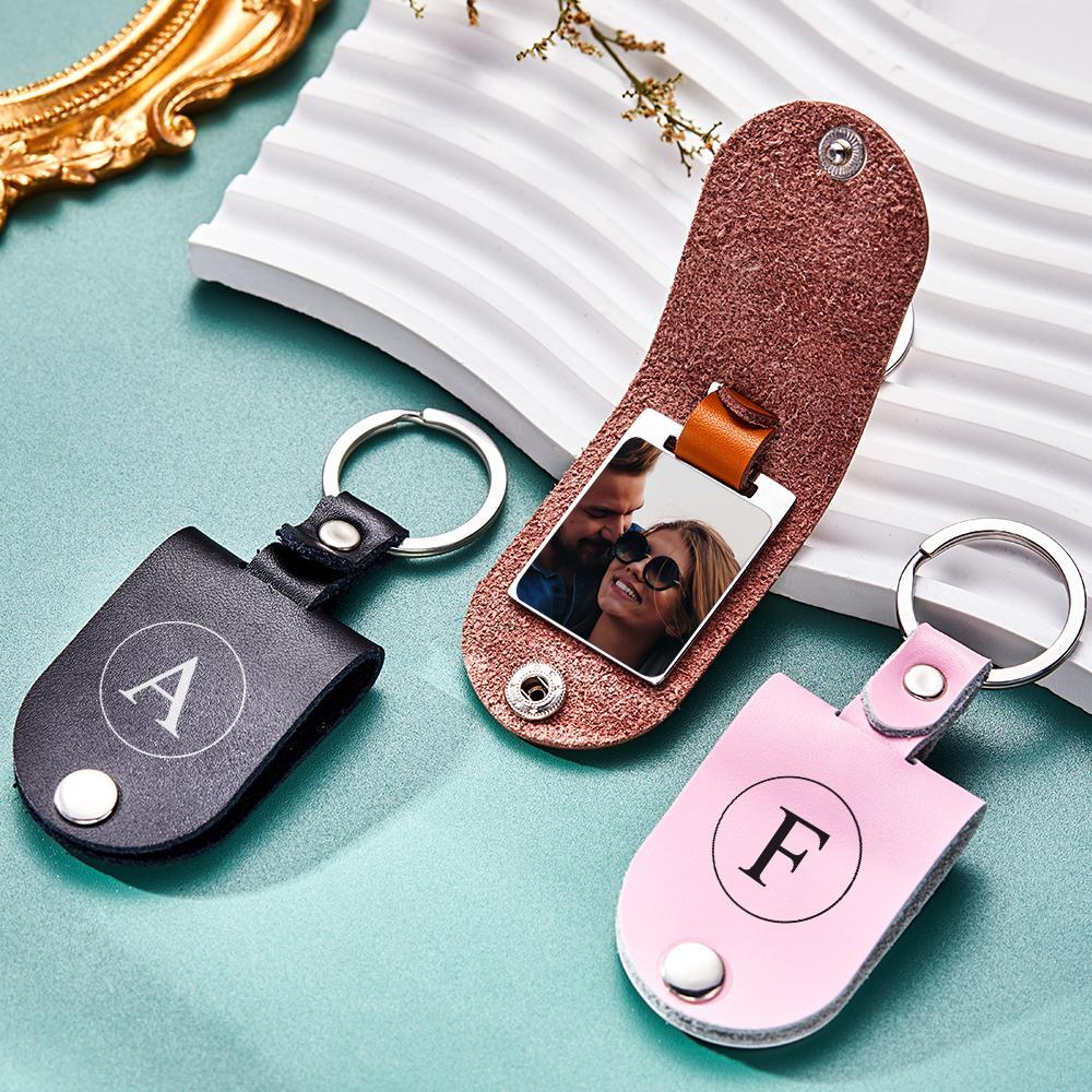 Llavero Grabado Con Foto Personalizada, Regalos De Moda De Cuero Simples - soufeeles