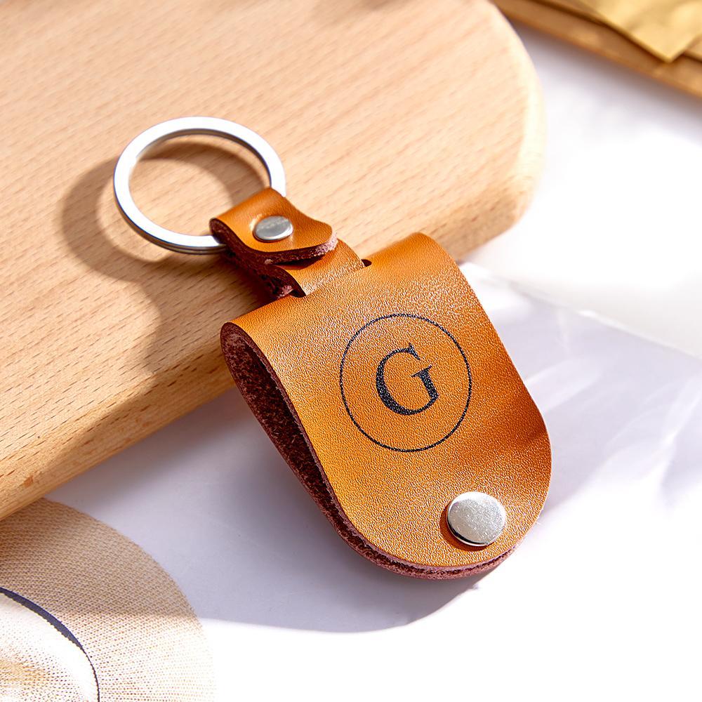 Llavero Grabado Con Foto Personalizada, Regalos De Moda De Cuero Simples - soufeeles