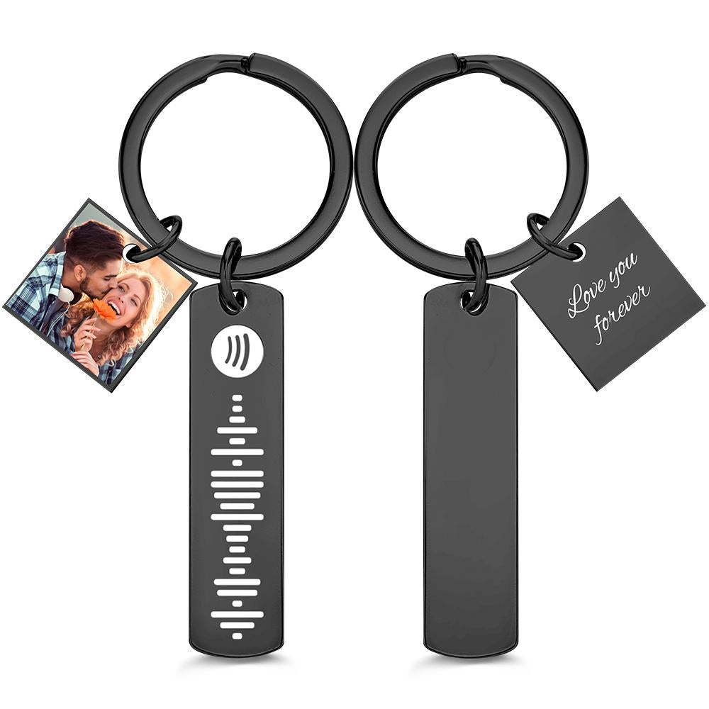 Llavero Grabado Con Foto Personalizada Código Spotify Escaneable Regalos Creativos - soufeeles