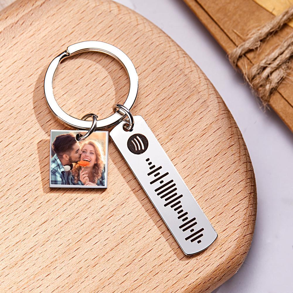 Llavero Grabado Con Foto Personalizada Código Spotify Escaneable Regalos Creativos - soufeeles