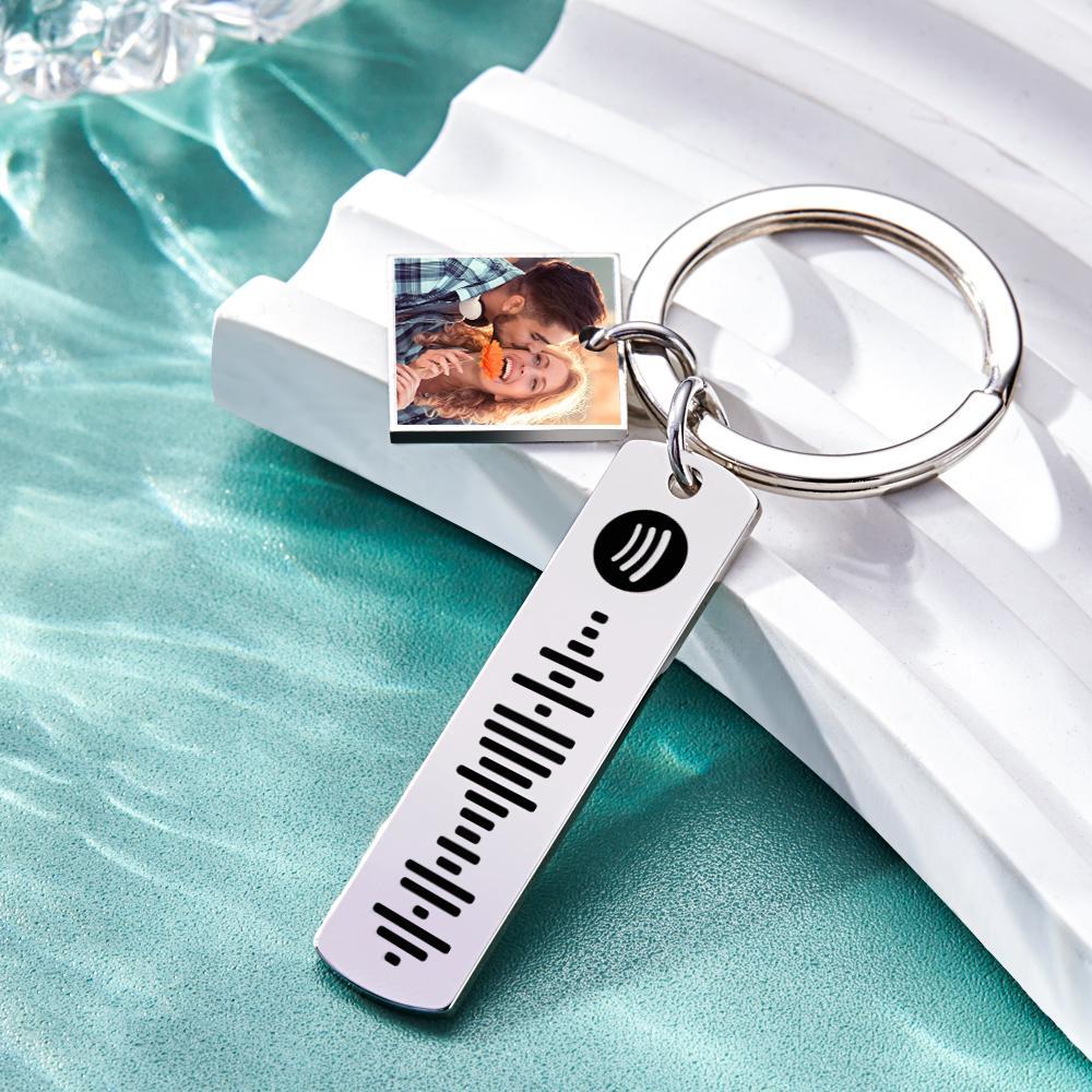 Llavero Grabado Con Foto Personalizada Código Spotify Escaneable Regalos Creativos - soufeeles