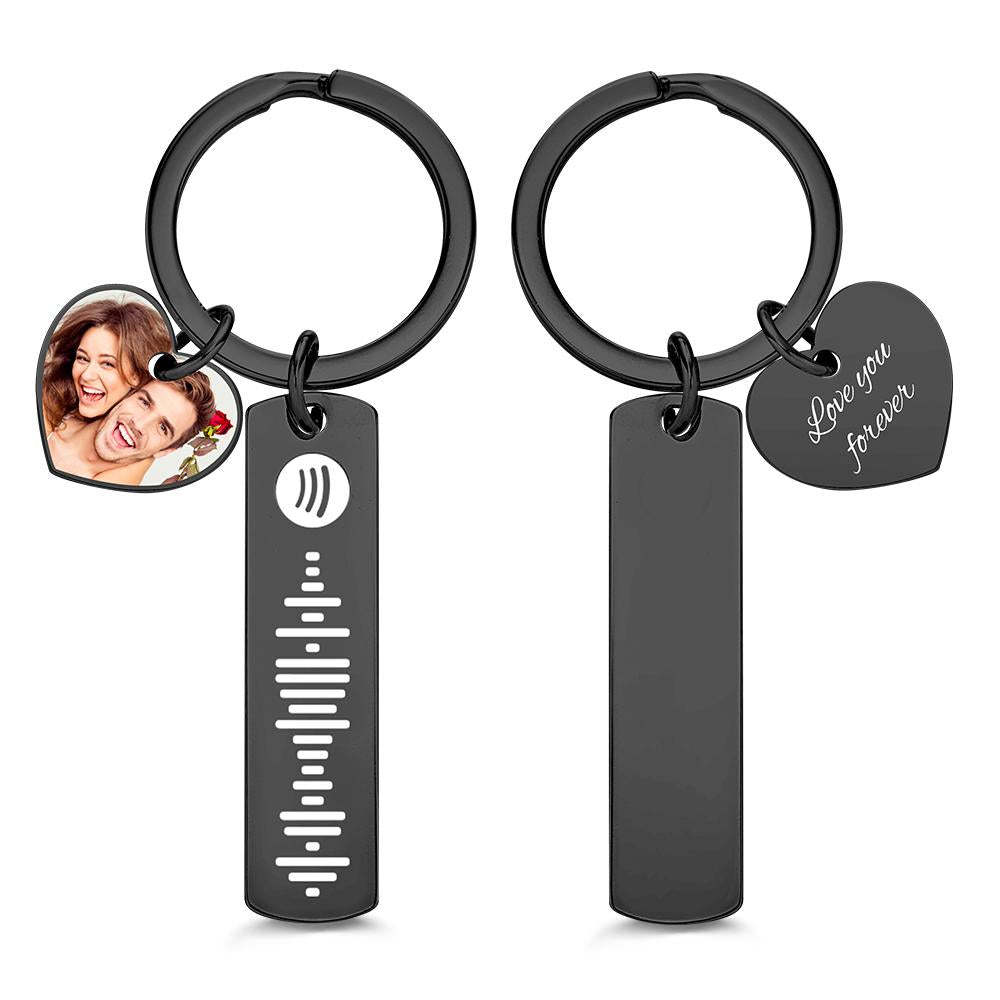 Llavero Grabado Con Foto Personalizada Código Spotify Escaneable Regalos Creativos - soufeeles