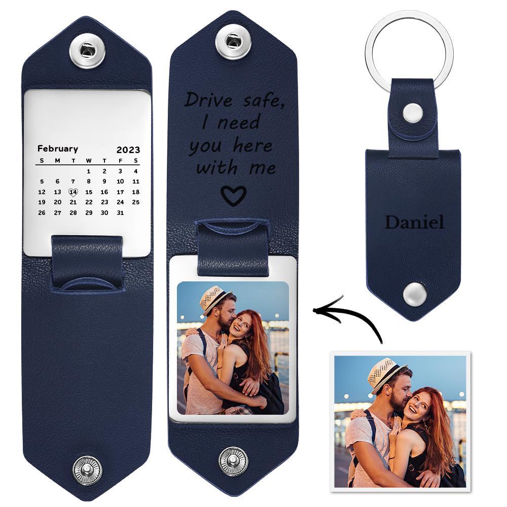 Drive Safe Keychain Gifts for Lover Calendar Keychain Photo Gifts - soufeeles
