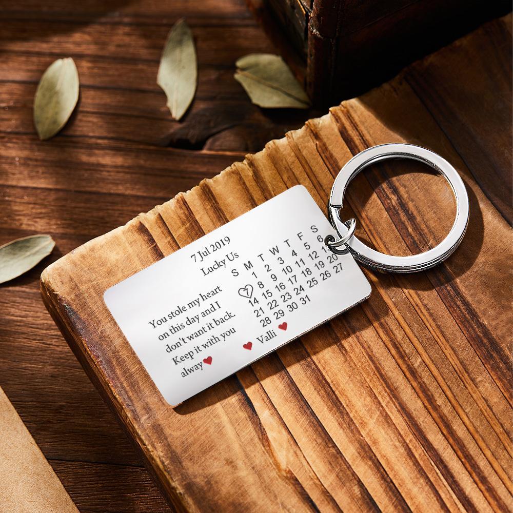Llavero Con Calendario Personalizado, Llavero Con Letra De Amor, Regalo De San Valentín - soufeeles
