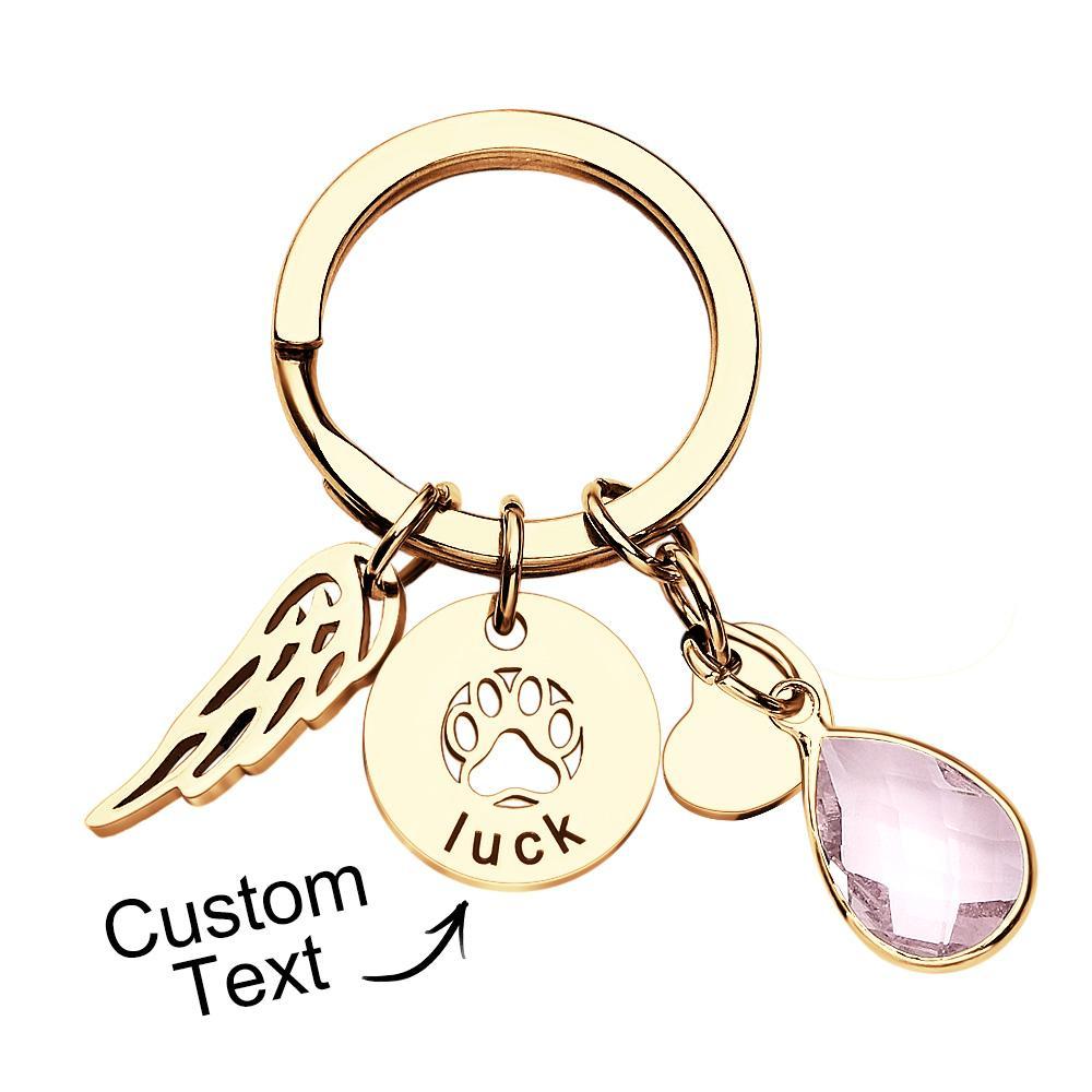 Llavero Con Piedra Natal Grabada Personalizada, Regalo Conmemorativo Para Amantes De Las Mascotas - soufeeles