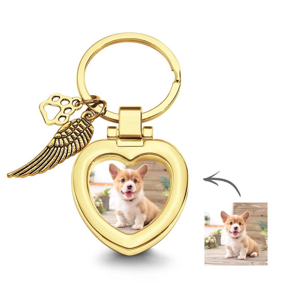 Llavero con foto personalizado con ala y pata de ángel, regalos conmemorativos personalizados para mascotas