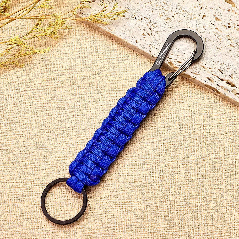 Llavero Grabado Con Mosquetón Llavero Trenzado Creativo De Paracord Para Hombres - soufeeles
