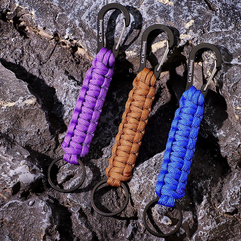 Llavero Grabado Con Mosquetón Llavero Trenzado Creativo De Paracord Para Hombres - soufeeles