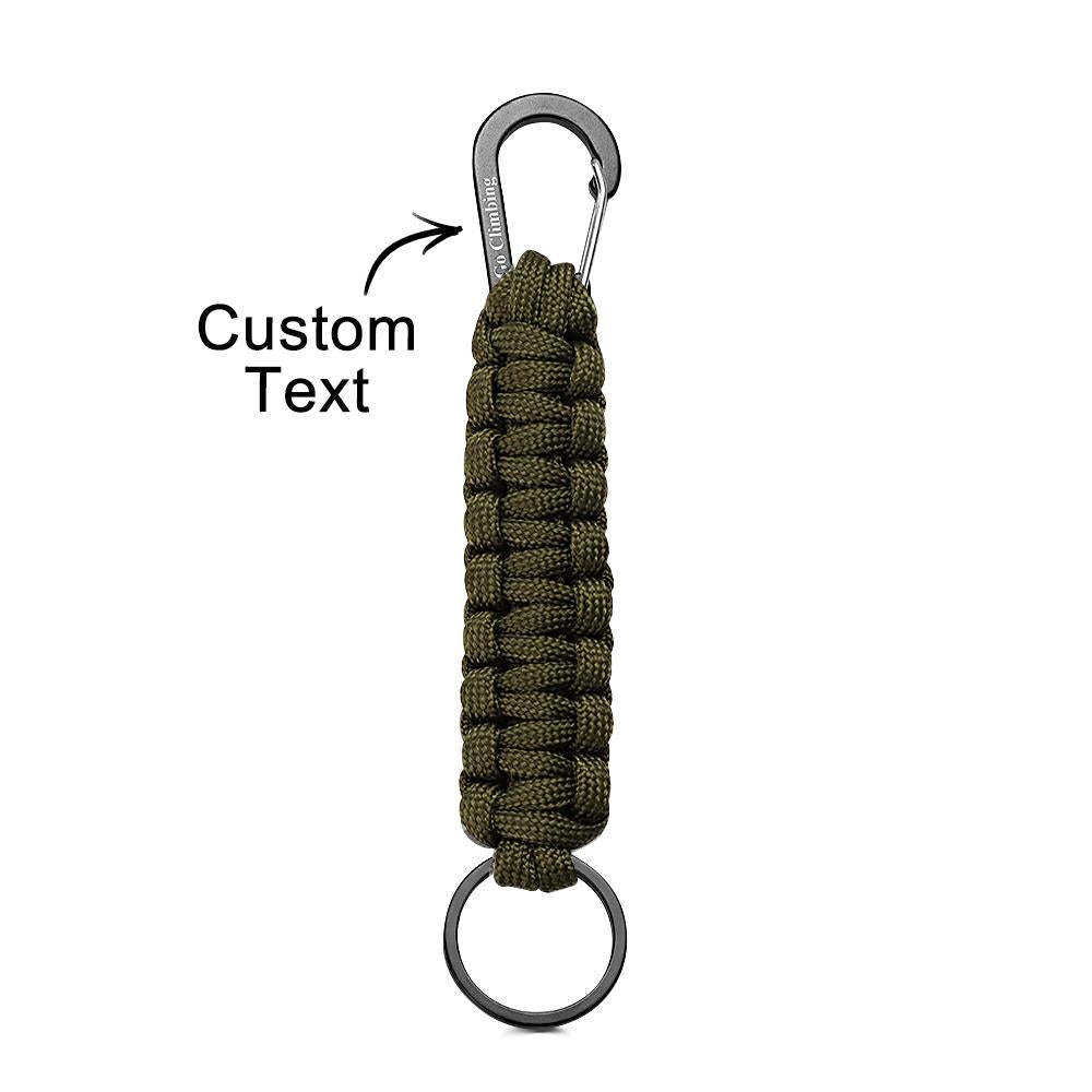 Llavero Grabado Con Mosquetón Llavero Trenzado Creativo De Paracord Para Hombres - soufeeles