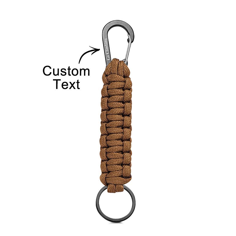 Llavero Grabado Con Mosquetón Llavero Trenzado Creativo De Paracord Para Hombres - soufeeles