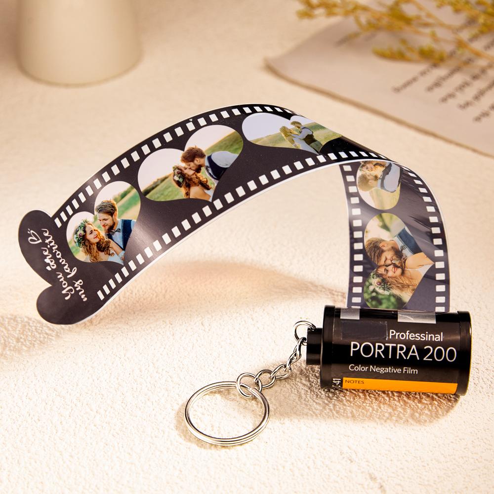 Regalos Creativos Del Corazón Del Rollo De Cámara Del Llavero De La Película De La Foto Grabada Personalizada - soufeeles
