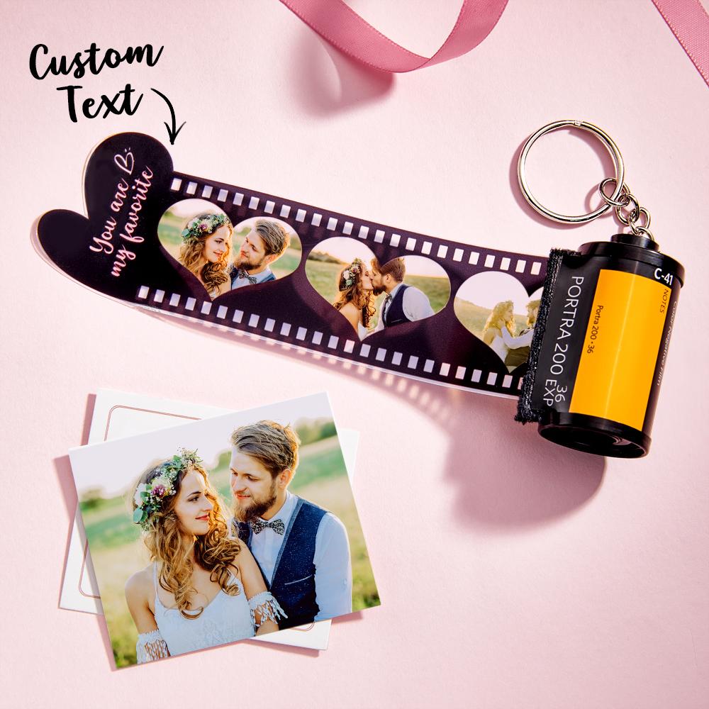 Regalos Creativos Del Corazón Del Rollo De Cámara Del Llavero De La Película De La Foto Grabada Personalizada - soufeeles