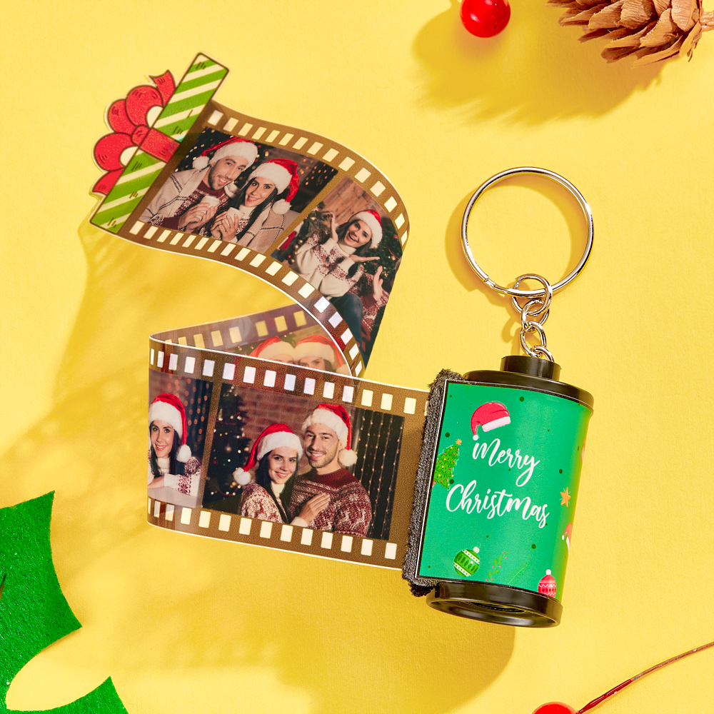 Regalos De Navidad Grabados Personalizados Del Rollo De Cámara Del Llavero De La Película De La Foto - soufeeles