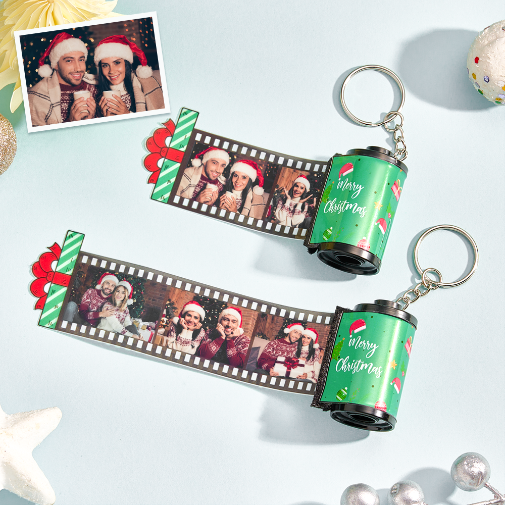 Regalos De Navidad Grabados Personalizados Del Rollo De Cámara Del Llavero De La Película De La Foto - soufeeles