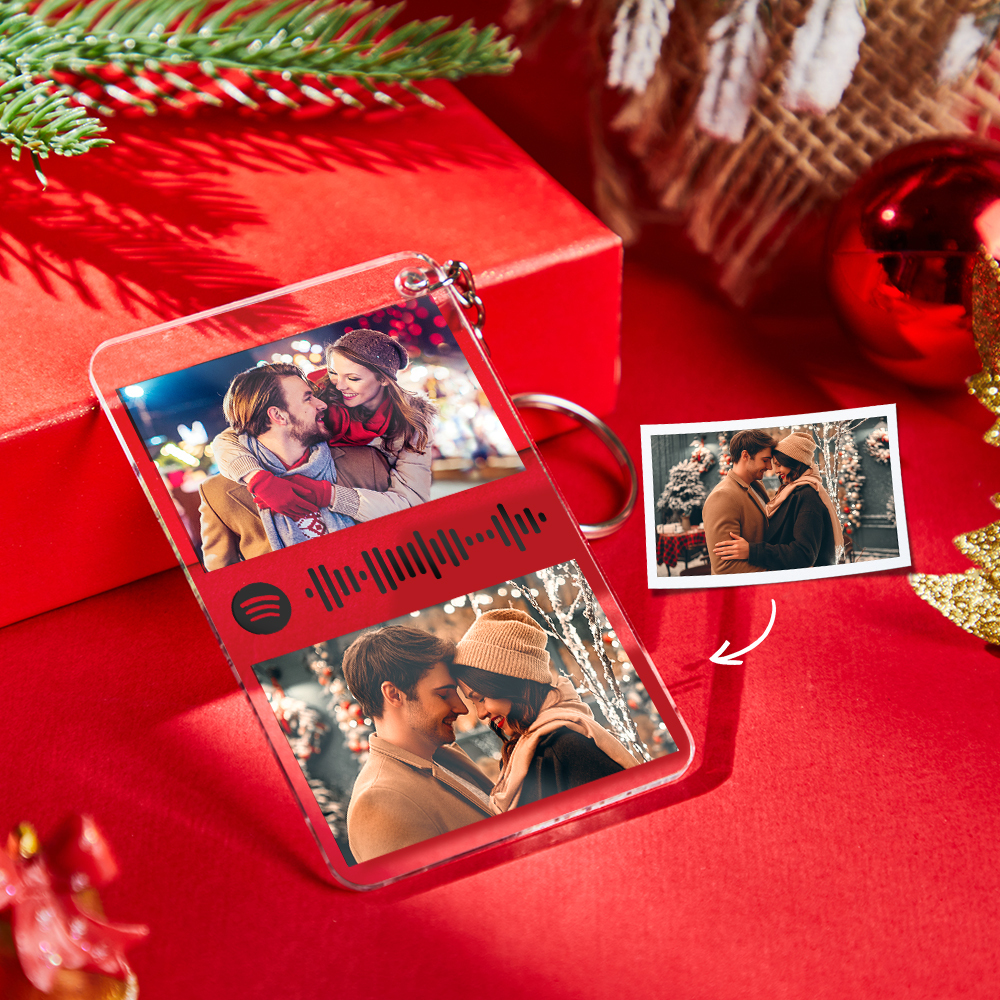 Llavero Con Placa De Código De Spotify Escaneable Personalizado, Llavero Con Canción De Música Y Fotos, Regalos De Navidad Para Pareja - soufeeles