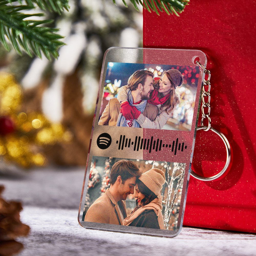 Llavero Con Placa De Código De Spotify Escaneable Personalizado, Llavero Con Canción De Música Y Fotos, Regalos De Navidad Para Pareja - soufeeles