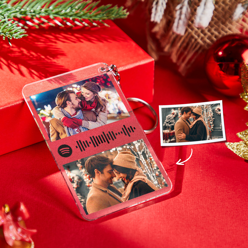 Llavero Con Placa De Código De Spotify Escaneable Personalizado, Llavero Con Canción De Música Y Fotos, Regalos De Navidad Para Pareja - soufeeles