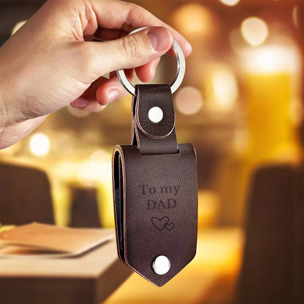 Llavero De Cuero Personalizado, Llavero Con Foto Personalizada, Seguro, Regalos De Aniversario Para Padre - soufeeles