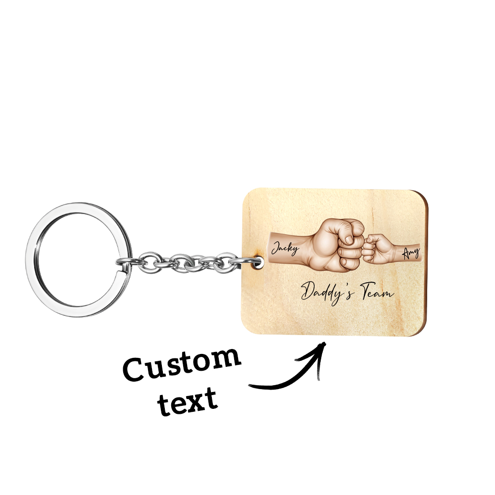 Llavero Personalizado Equipo De Papá Fist Bump Llavero De Madera Personalizado Regalo Del Día Del Padre Para Papá, Para El Abuelo, Para El Marido - soufeeles