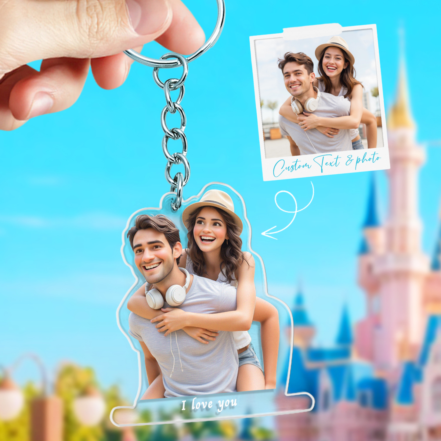 Llavero Acrílico Con Foto Y Texto De Estilo Caricatura Personalizado, Regalo Único Para Parejas - soufeeles