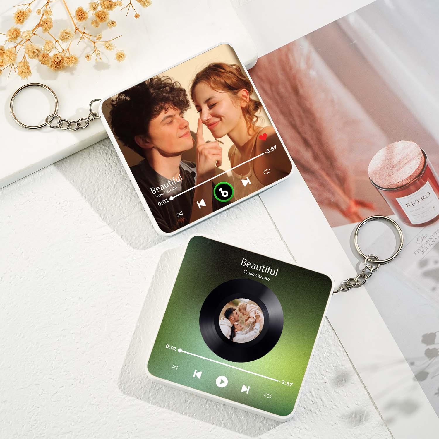 Llavero Con Foto Y Música Bluetooth Personalizado, Caja De Música, Amuleto Para Bolso Que Reproduce Música Sin Celular, Regalo De Aniversario - soufeeles